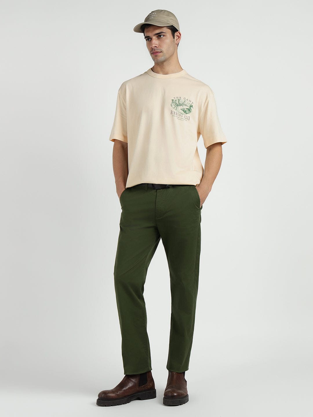 Gant Men White Printed Crew Neck Tshirt