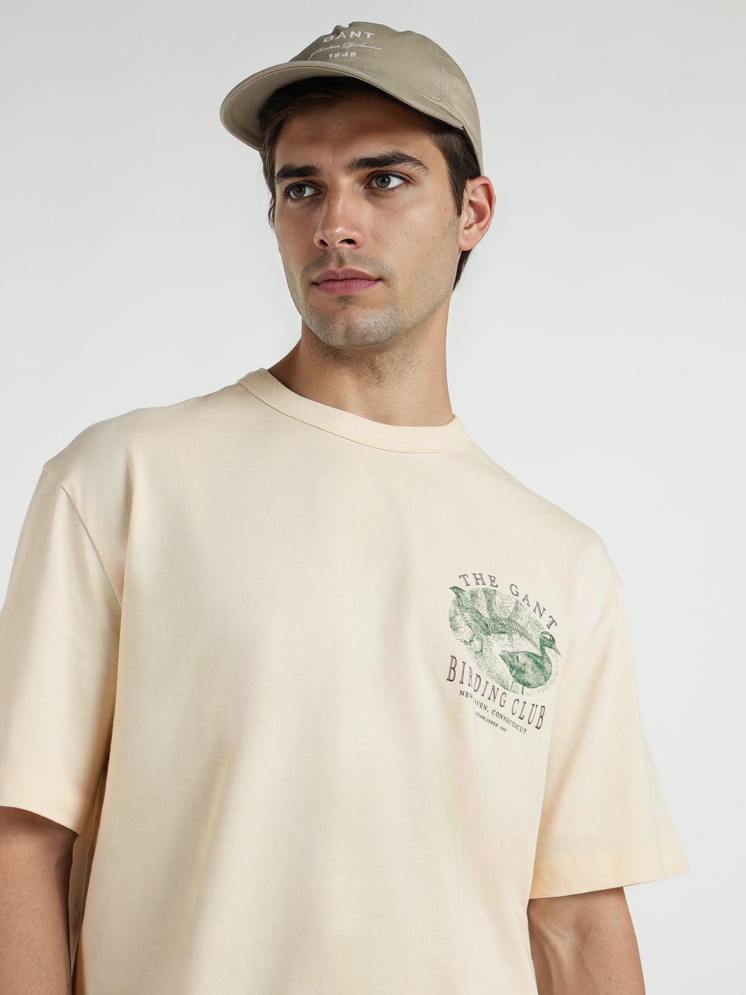 Gant Men White Printed Crew Neck Tshirt