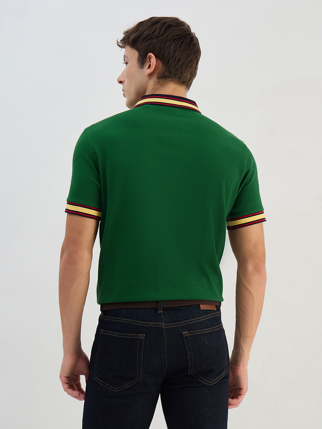 Gant Men Green Solid Polo Collar T-Shirt