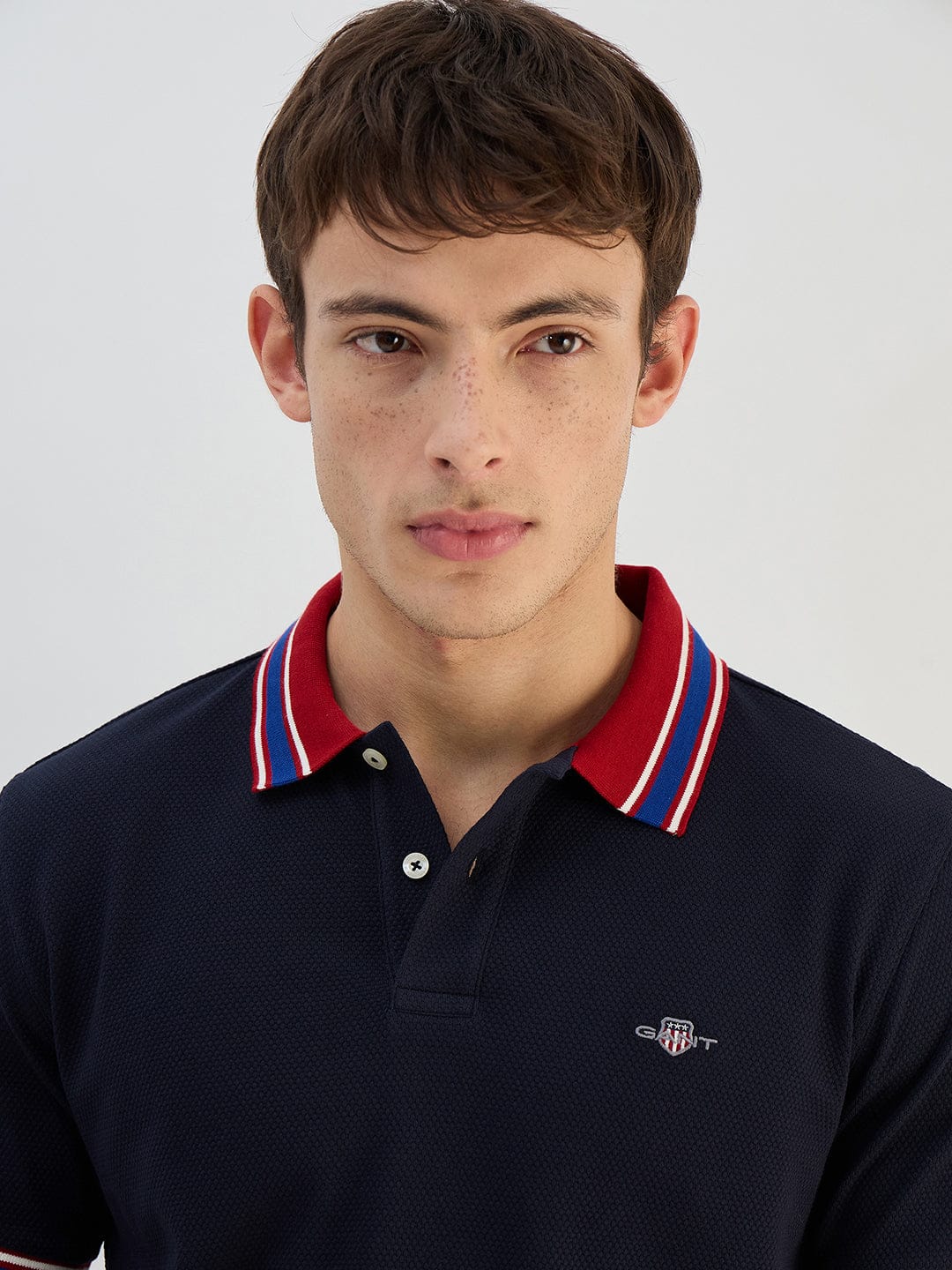 Gant Men Navy Blue Solid Polo Collar T-Shirt