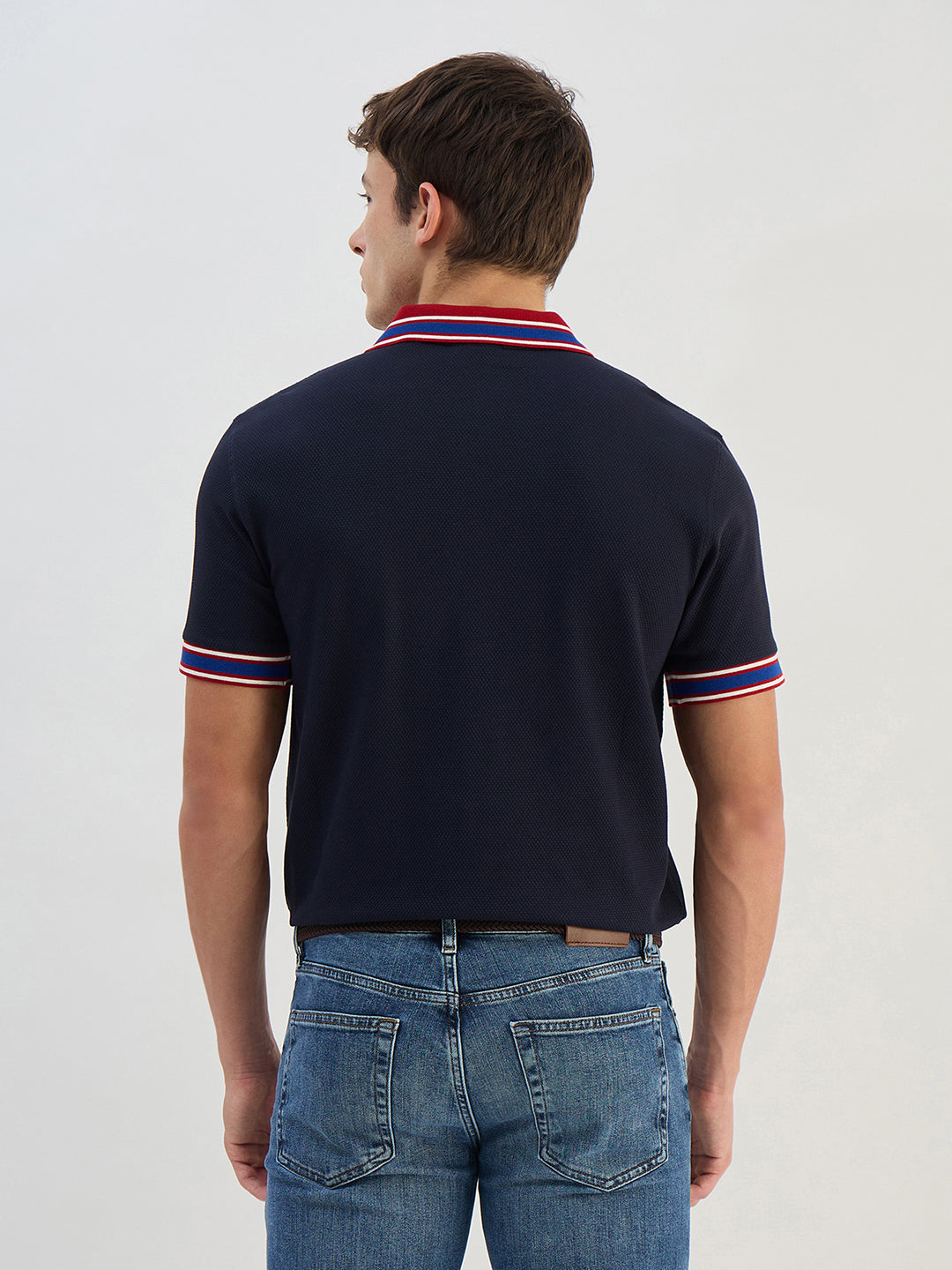 Gant Men Navy Blue Solid Polo Collar T-Shirt