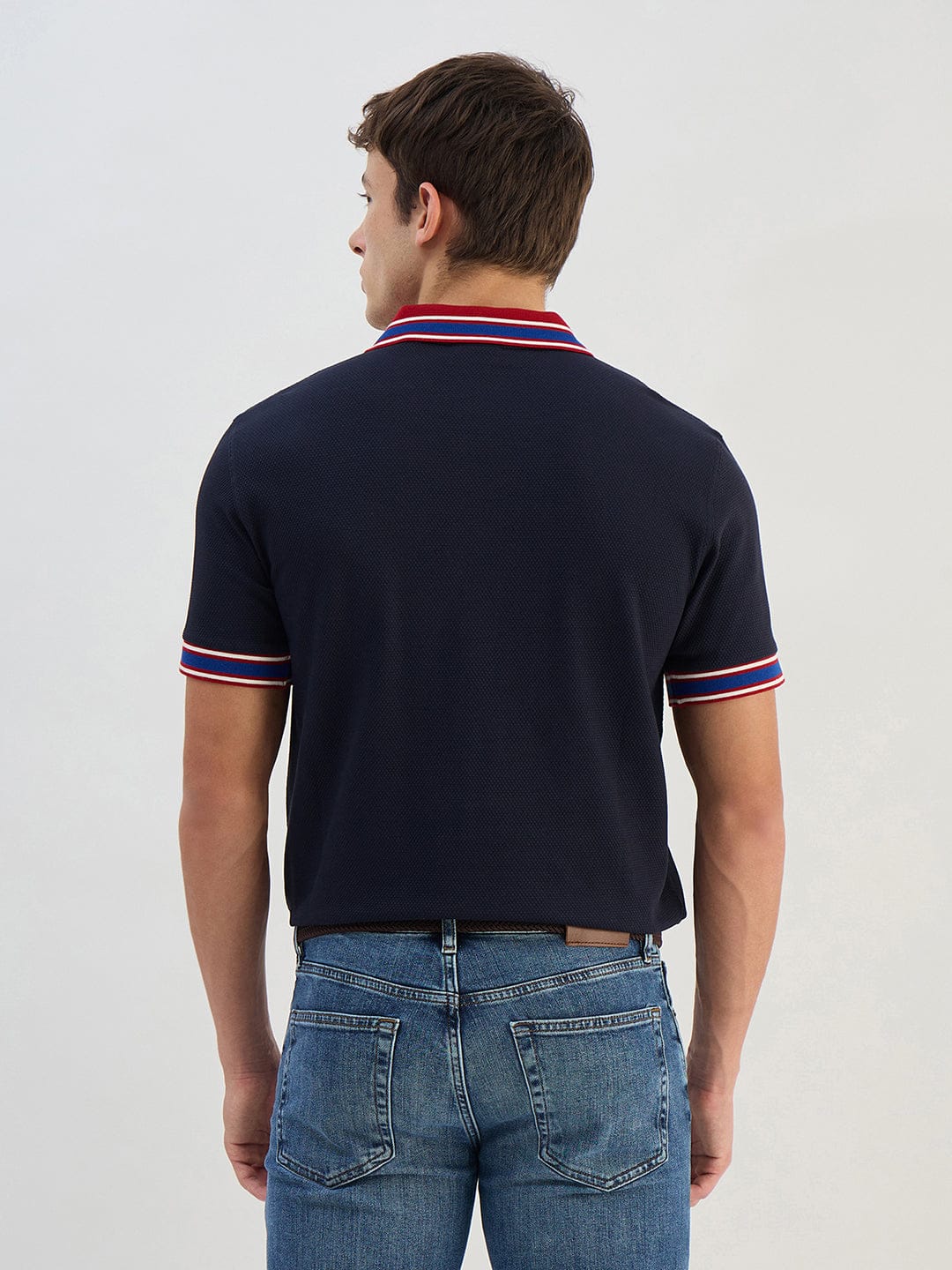 Gant Men Navy Blue Solid Polo Collar T-Shirt