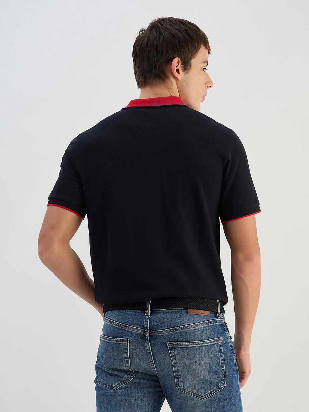 Gant Men Black Solid Pure Cotton Polo Collar T-Shirt