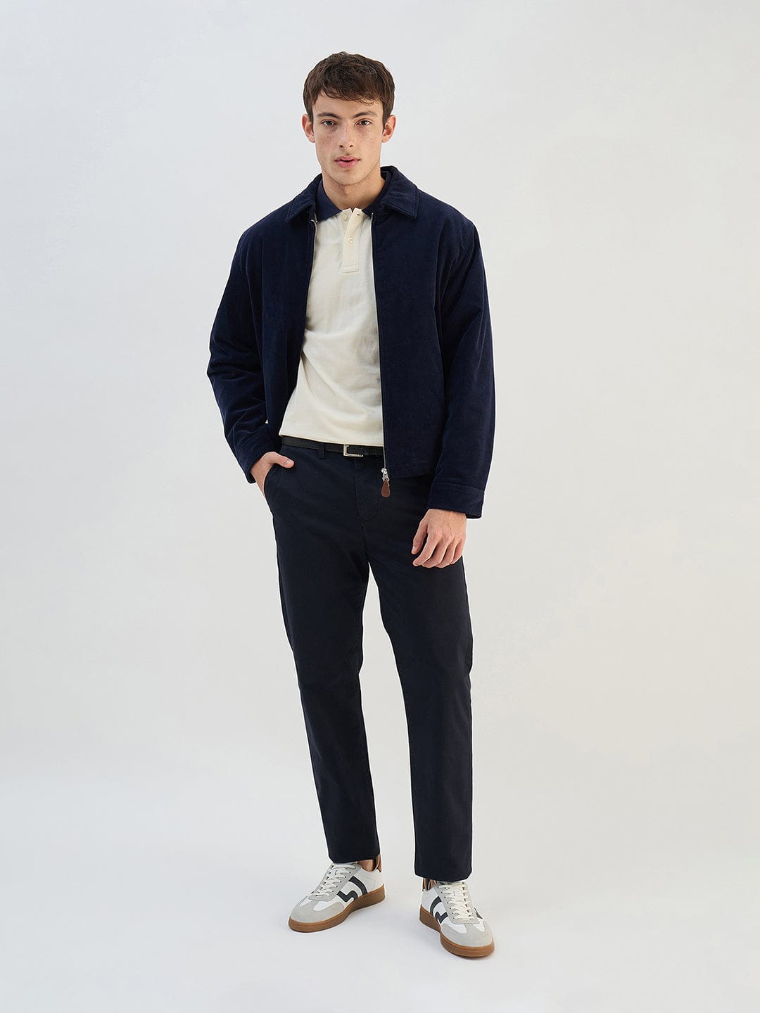 Gant Men Off White Solid Pure Cotton Polo Collar T-Shirt