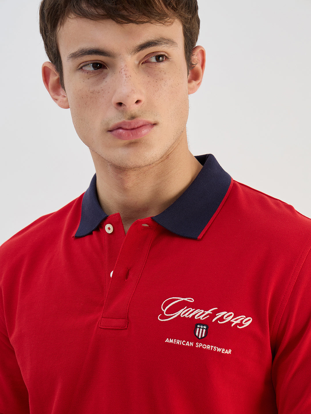 Gant Men Red Solid Pure Cotton Polo Collar T-Shirt