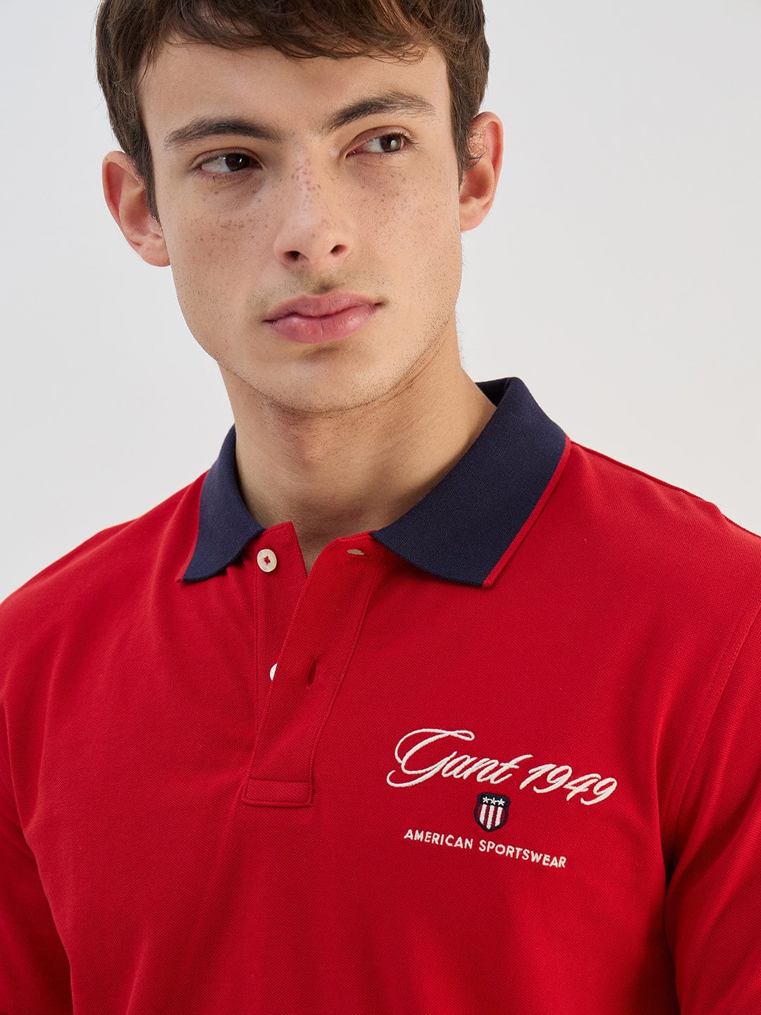 Gant Men Red Solid Pure Cotton Polo Collar T-Shirt