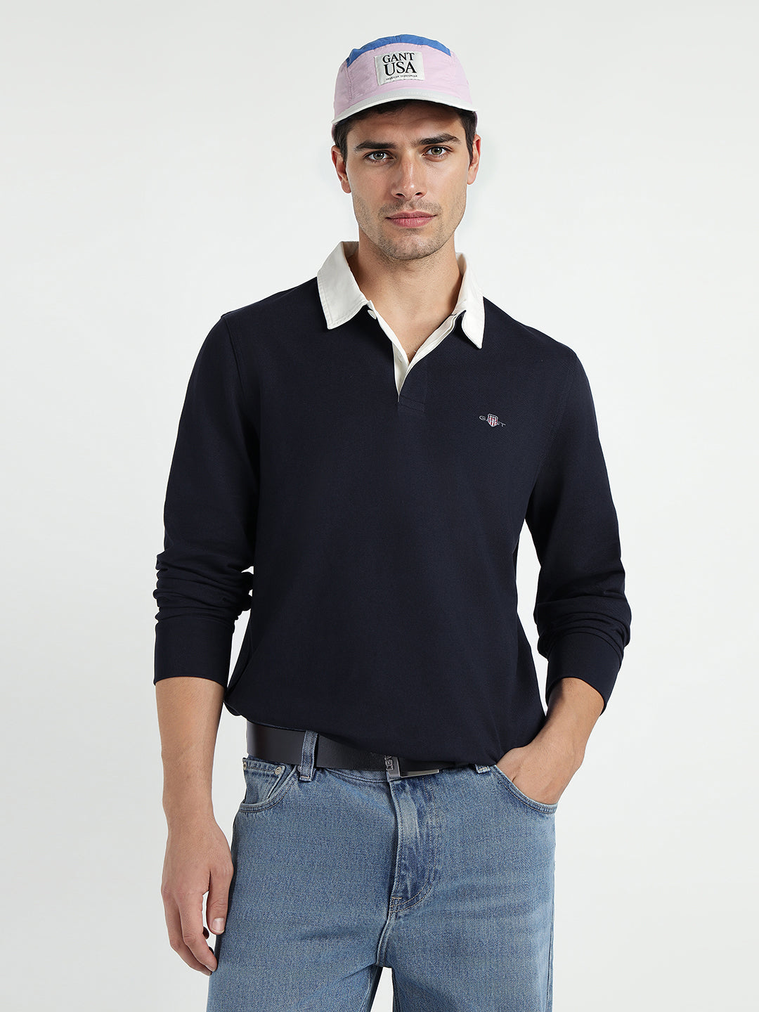 Gant Men Blue Solid Collar Sweatshirt