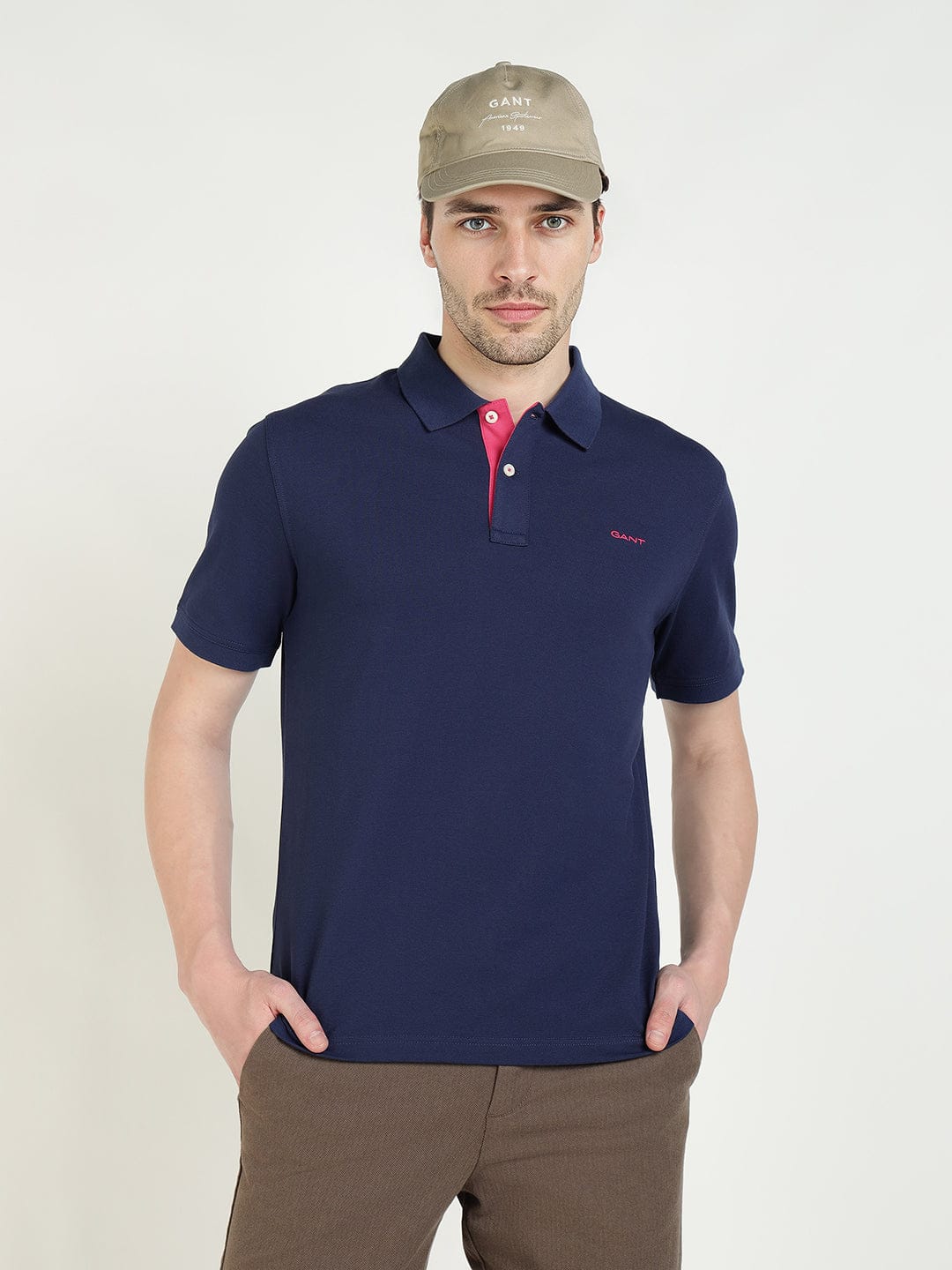 Gant Men Blue Solid Polo Tshirt