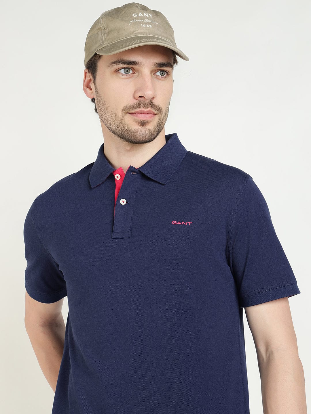 Gant Men Blue Solid Polo Tshirt