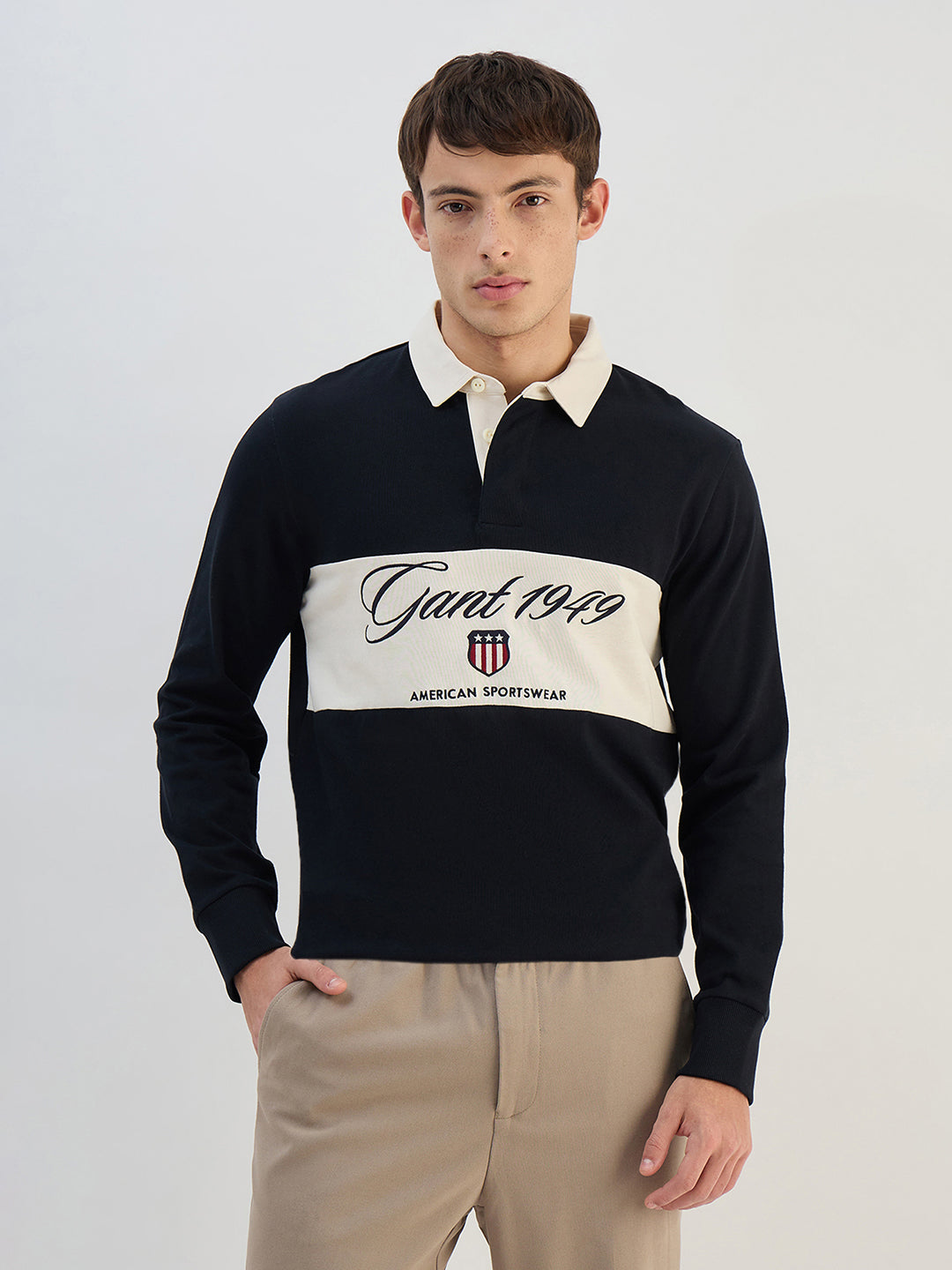 Gant Men Black Solid Pure Cotton Polo Collar T-Shirt