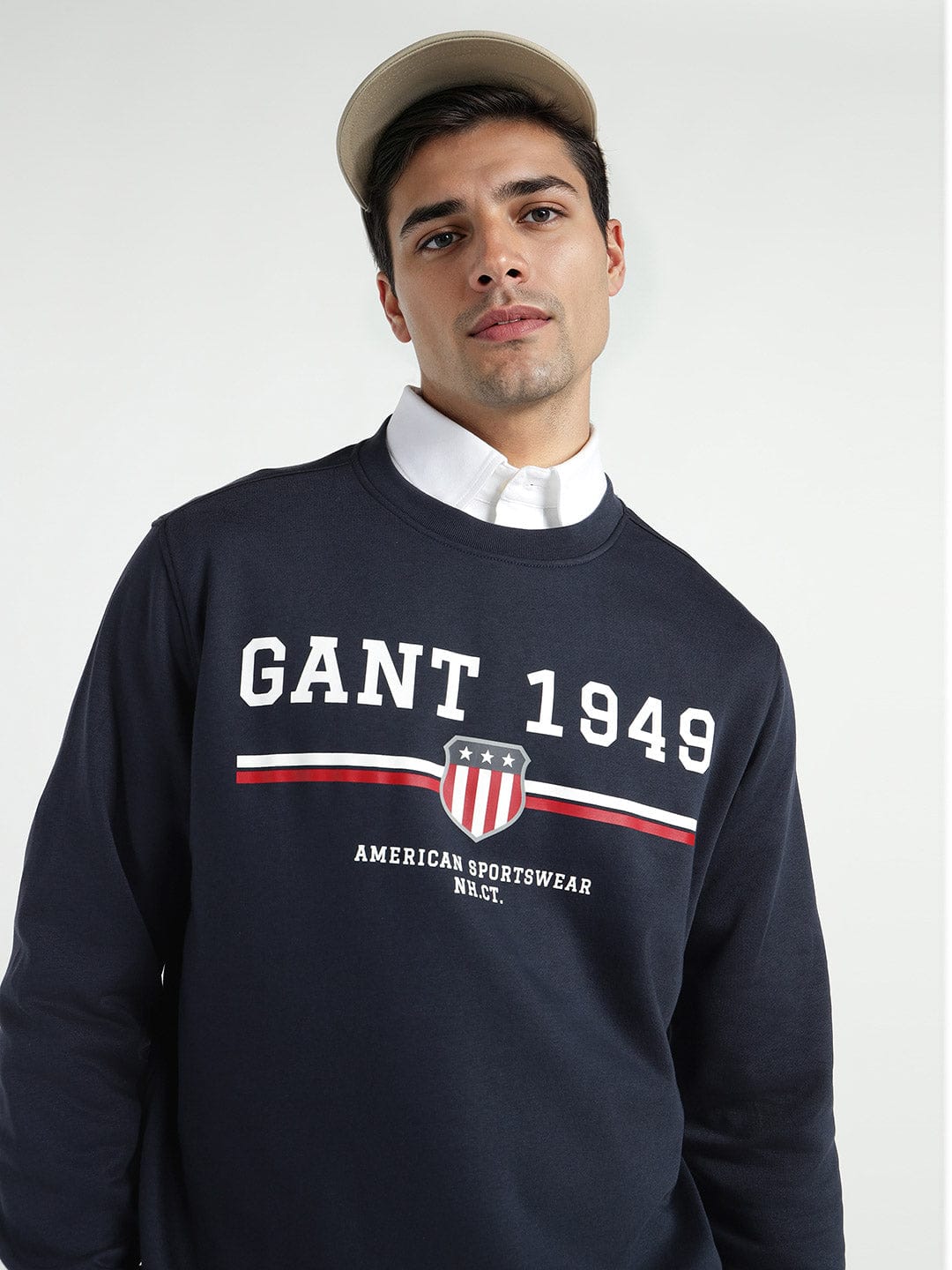 Gant Men Blue Printed Crew Neck Sweatshirt