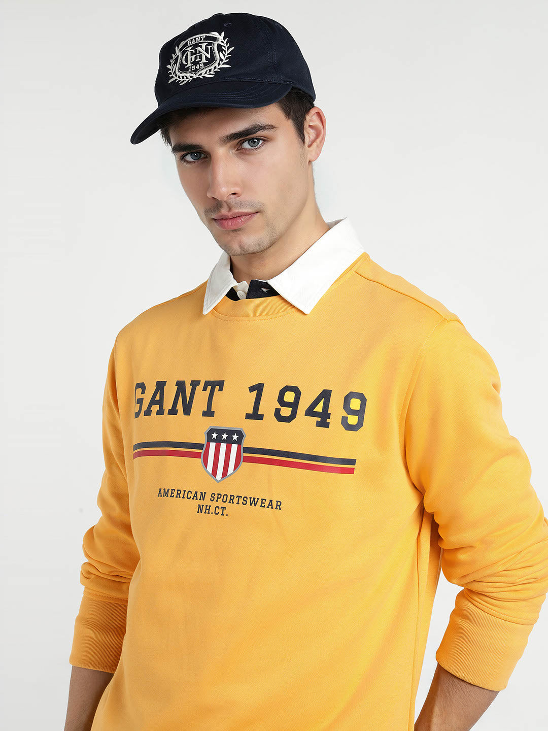 Gant Men Yellow Printed Crew Neck Sweatshirt