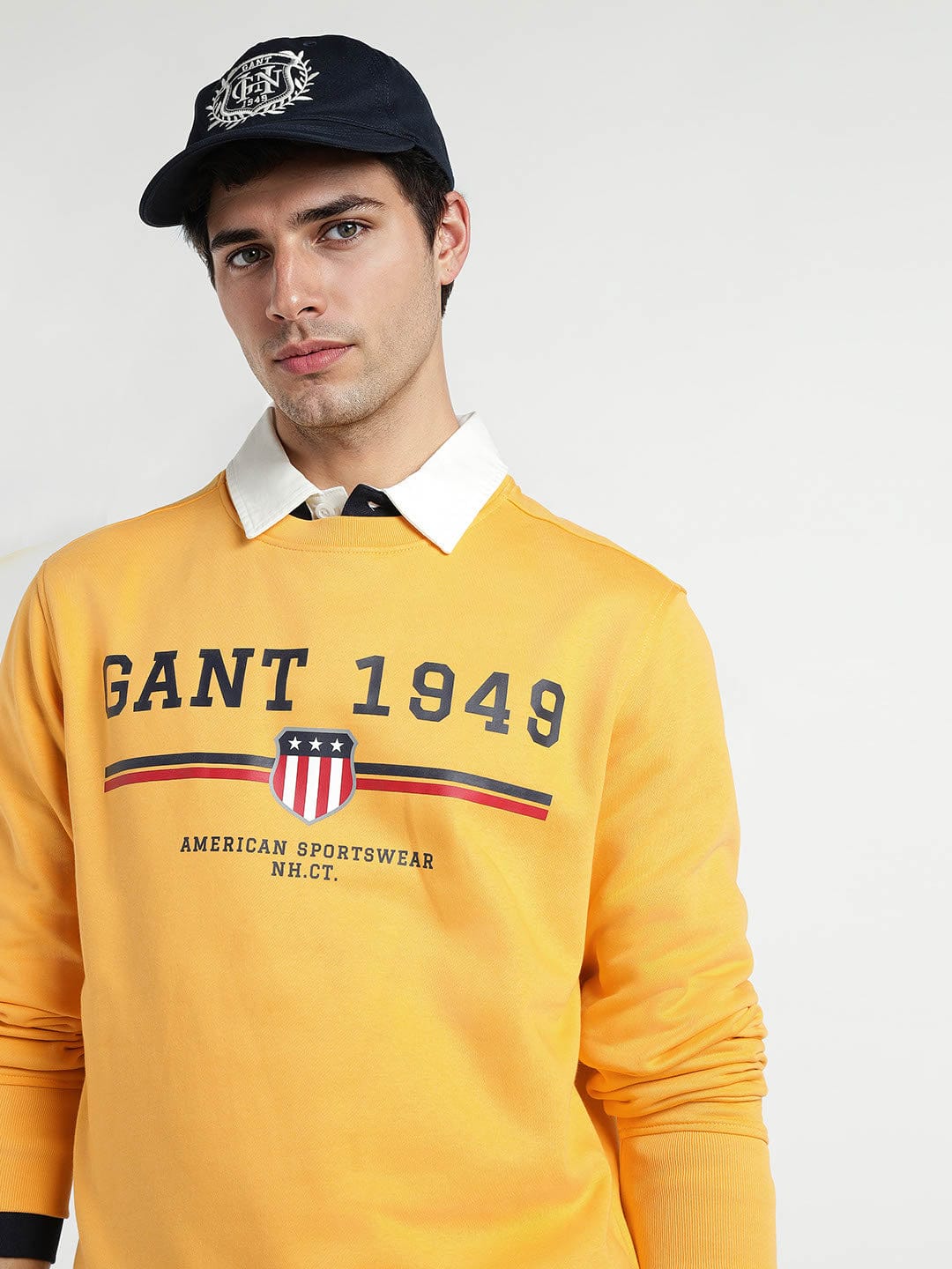 Gant Men Yellow Printed Crew Neck Sweatshirt