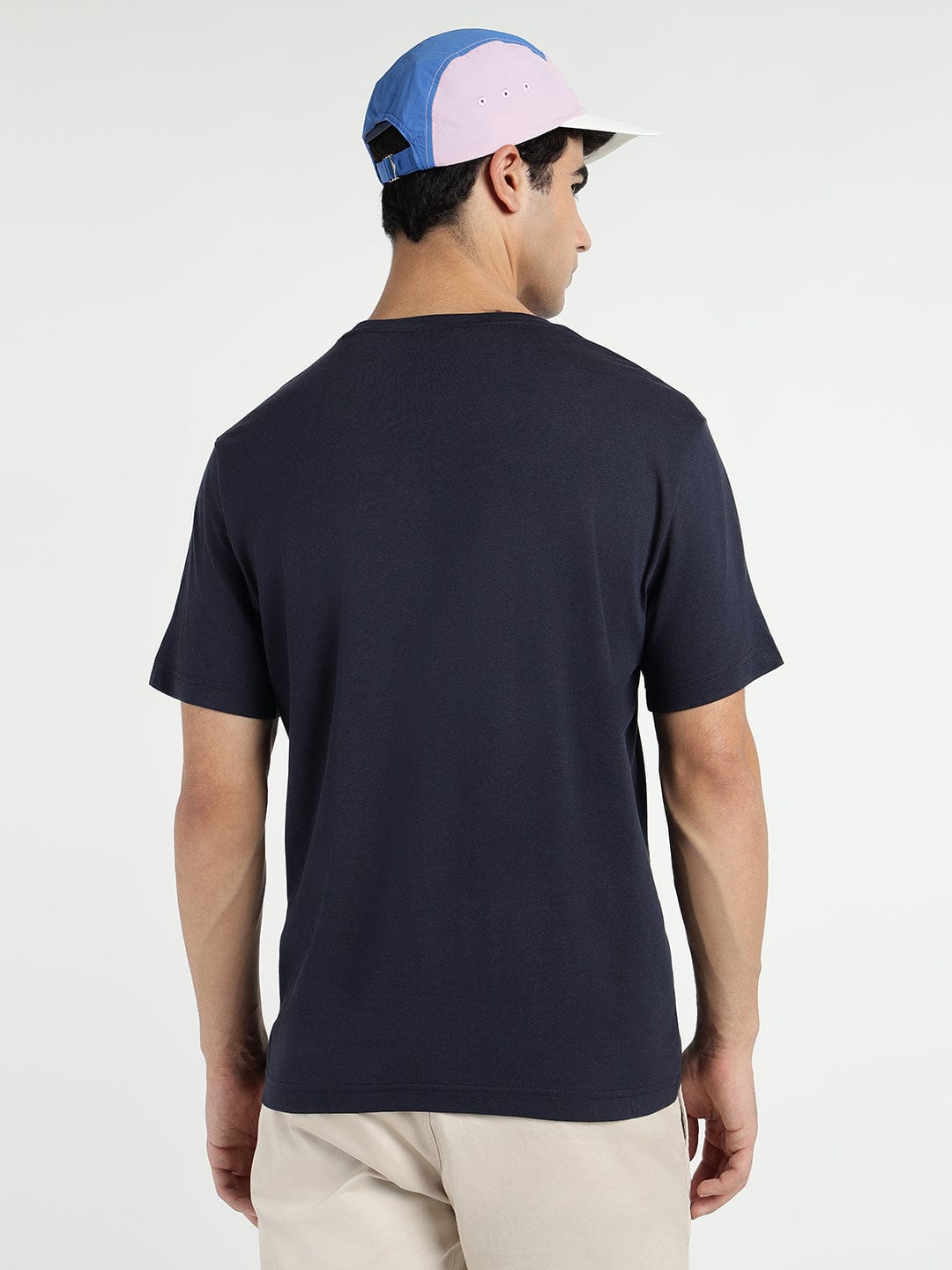 Gant Men Blue Solid Crew Neck Tshirt