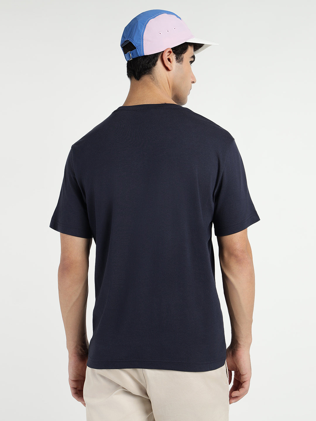 Gant Men Blue Solid Crew Neck Tshirt