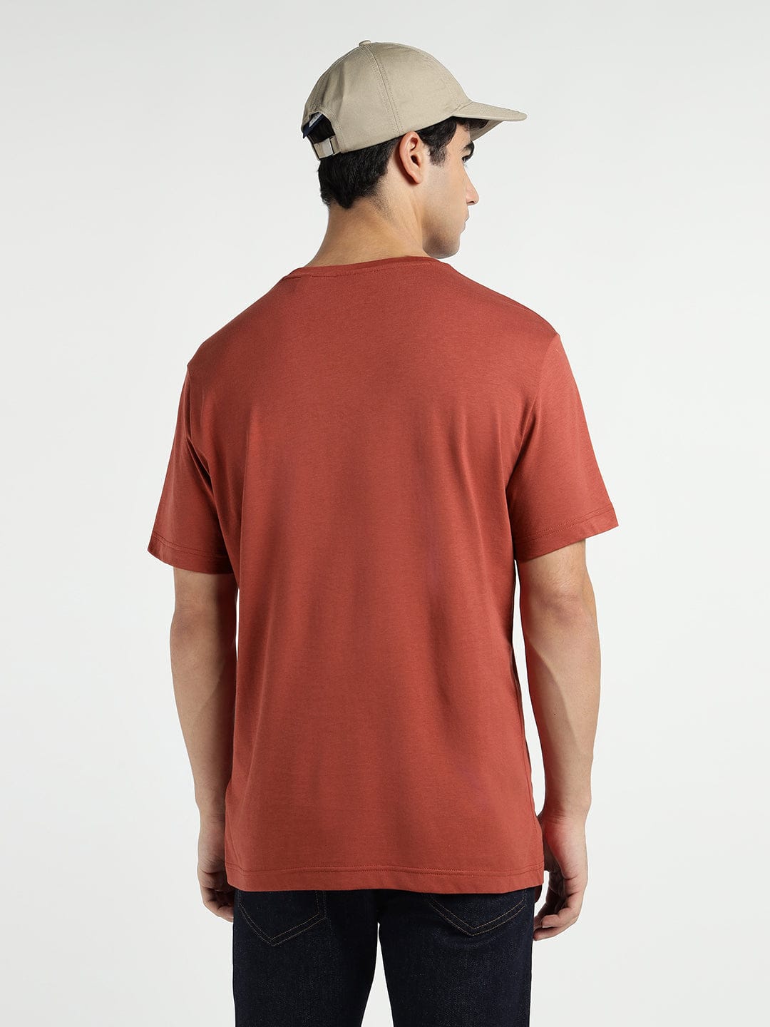 Gant Men Red Solid Crew Neck Tshirt