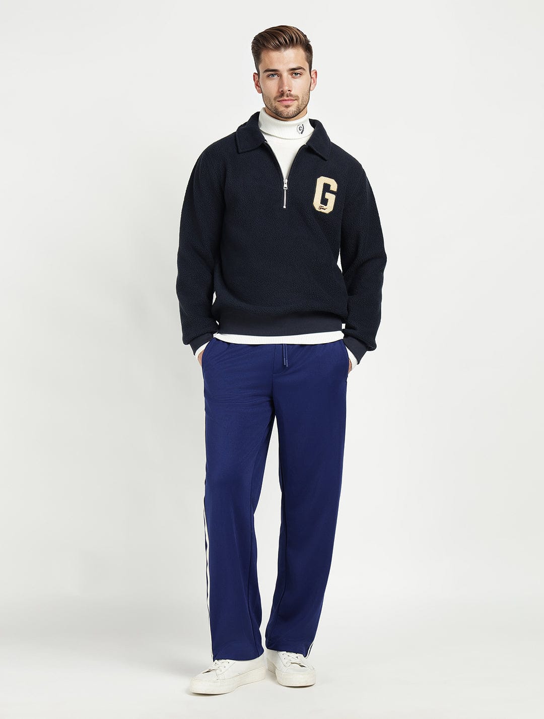 Gant Men Blue Solid Collar Sweatshirt