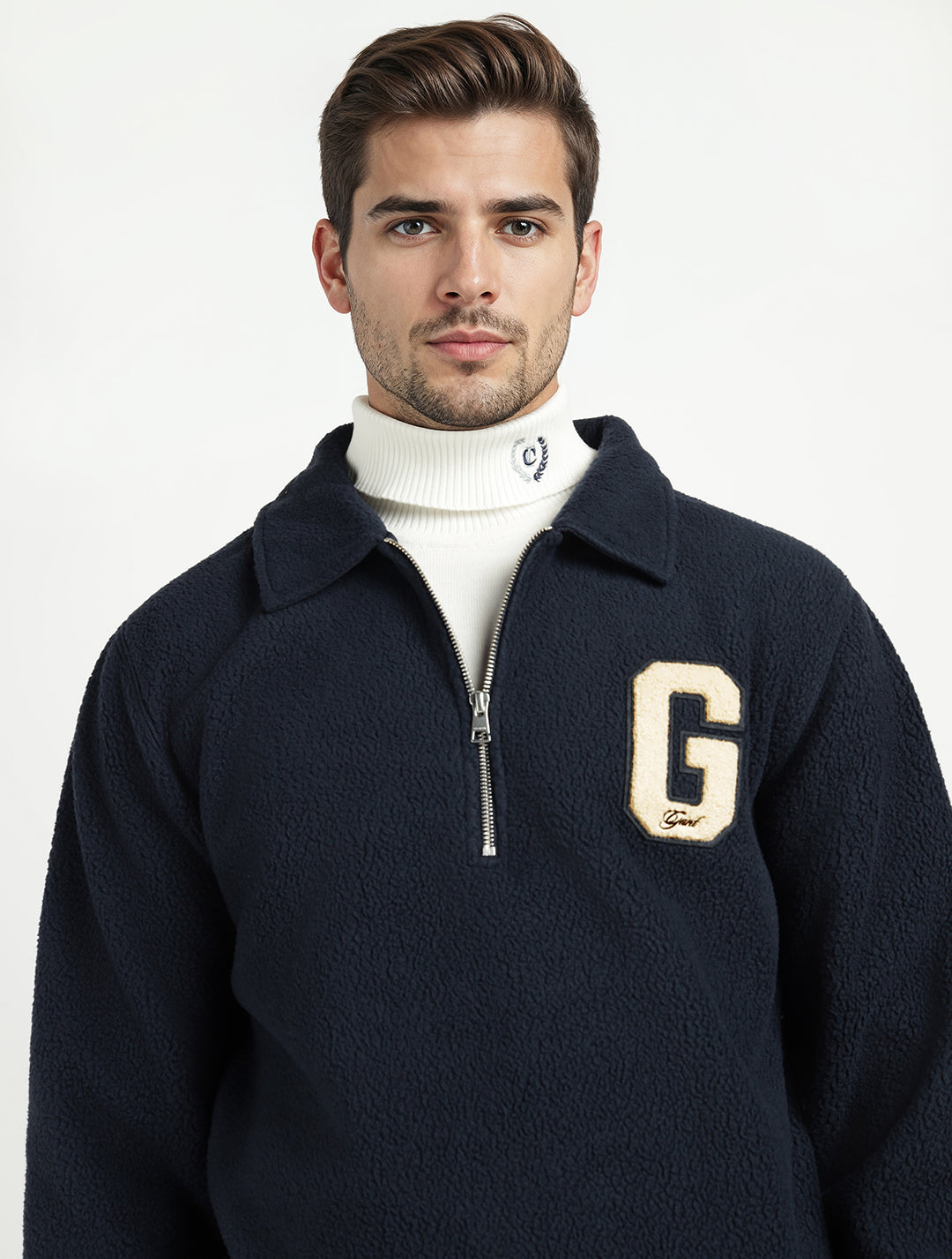 Gant Men Blue Solid Collar Sweatshirt