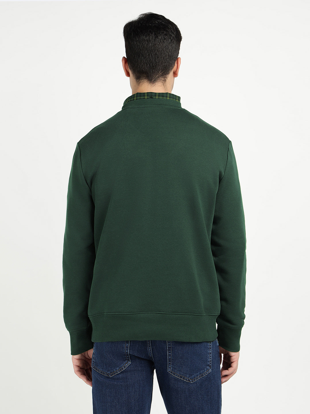 Gant Men Green Solid Crew Neck Sweatshirt
