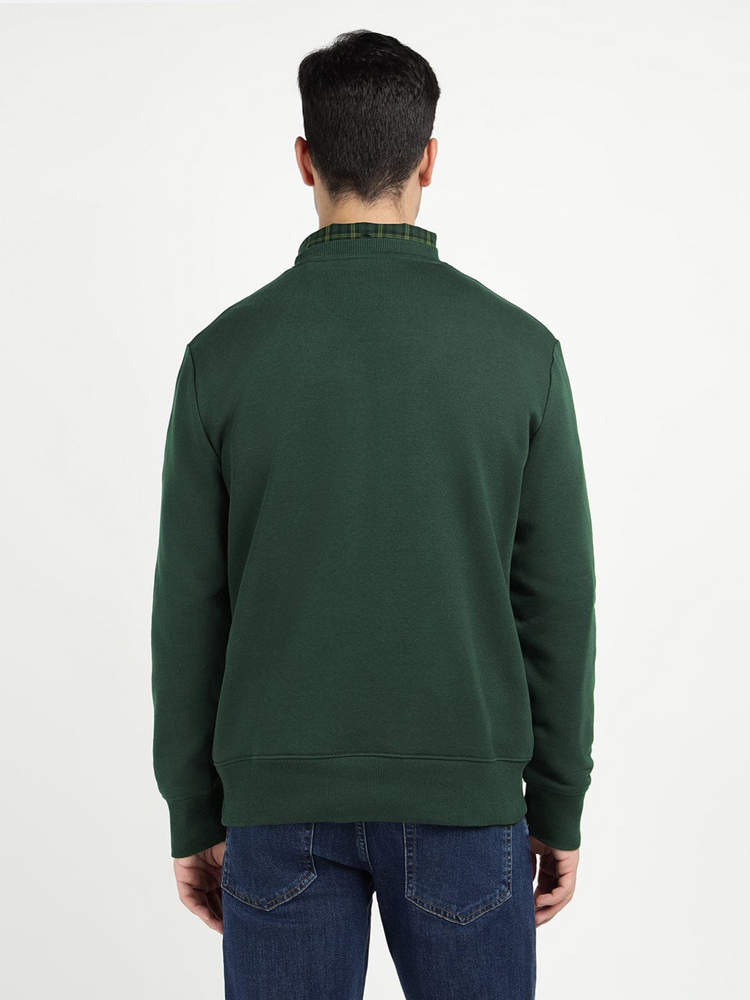 Gant Men Green Solid Crew Neck Sweatshirt
