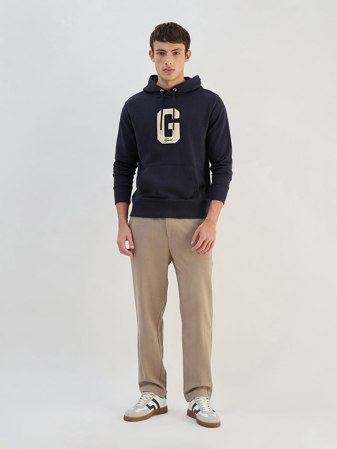 Gant Men Navy Blue Solid Hoodie Sweatshirt