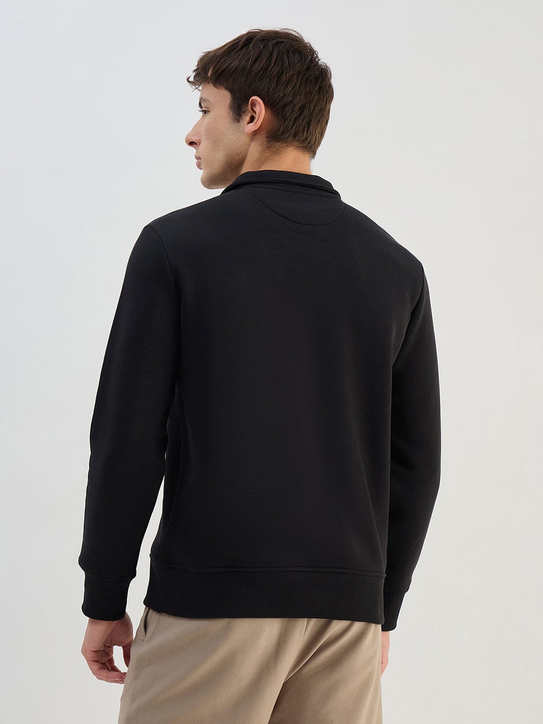 Gant Men Black Solid High Neck Sweatshirt