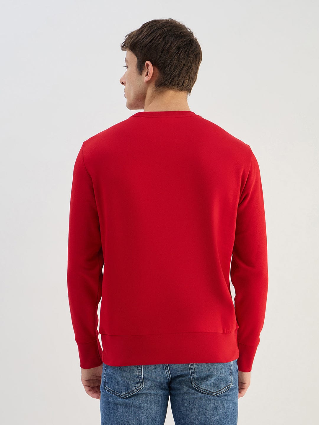 Gant Men Red Solid Round Neck Sweatshirt