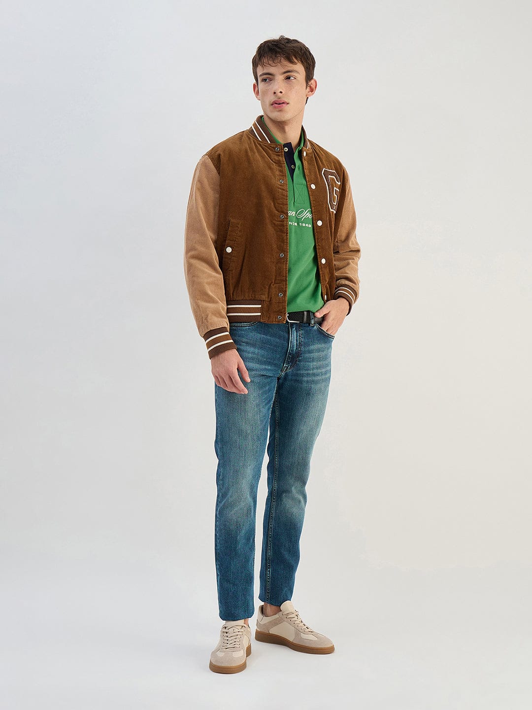 Gant Men Green Solid Pure Cotton Polo Collar T-Shirt