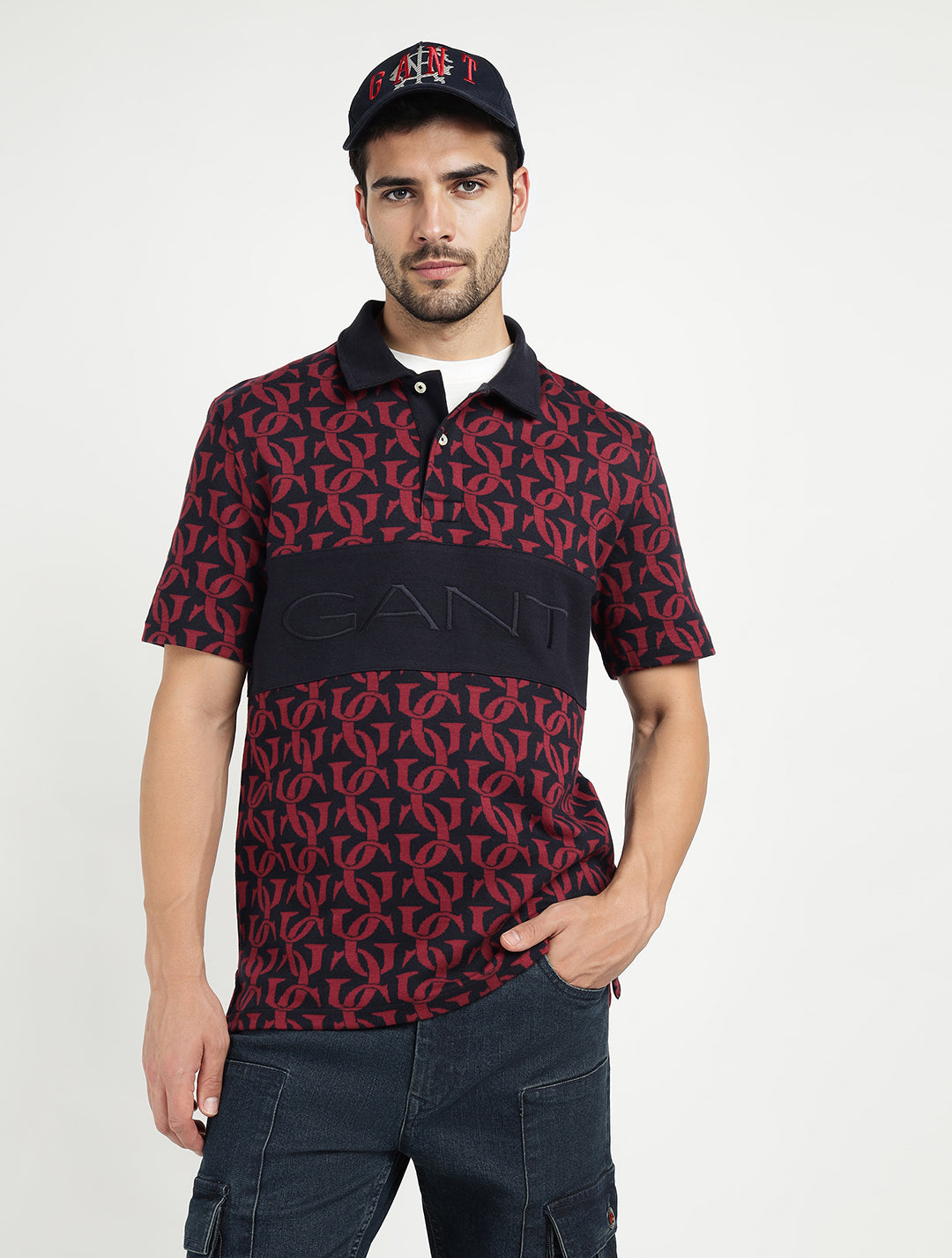 Gant Men Blue Printed Polo Tshirt