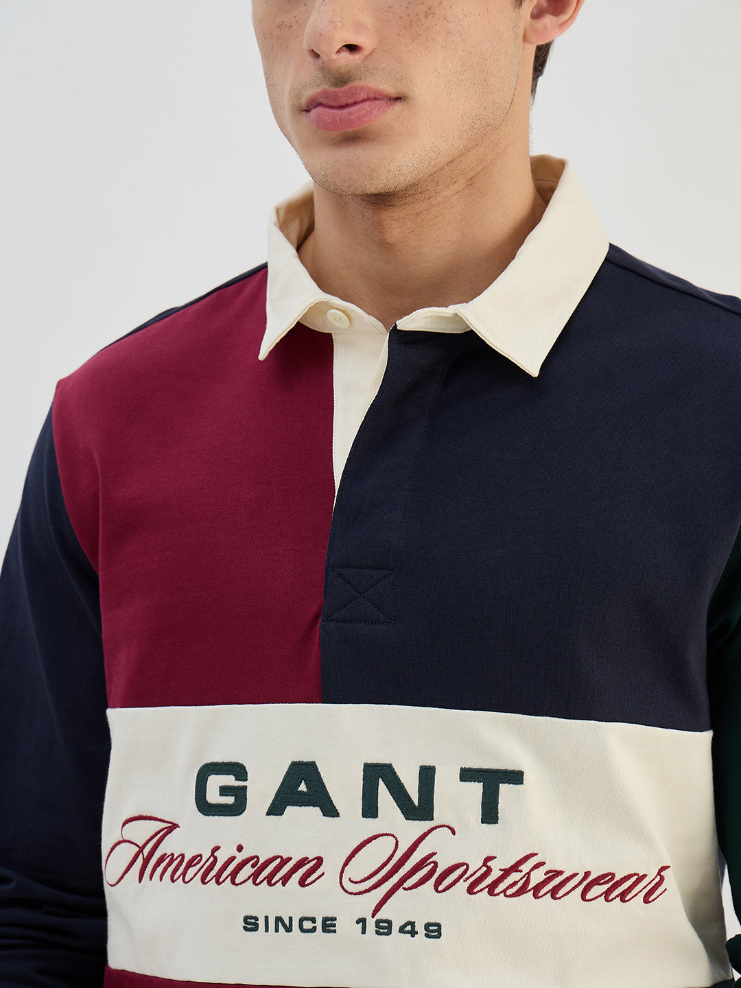 Gant Men Blue Logo Pure Cotton Collared Ruggers