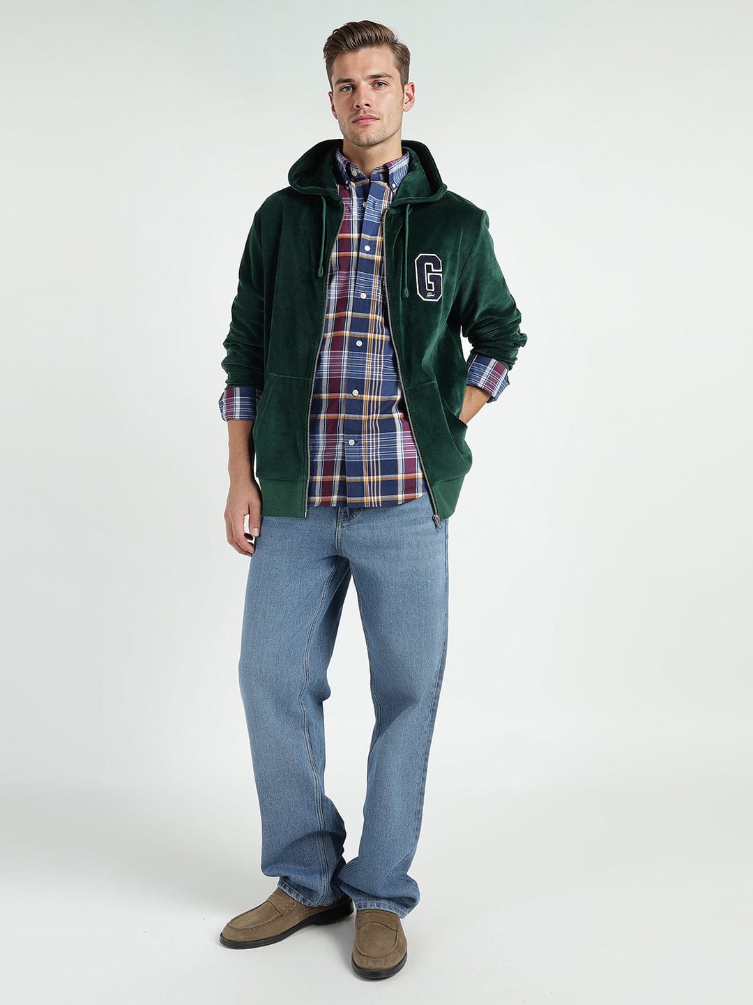 Gant Men Green Printed Hooded Sweatshirt