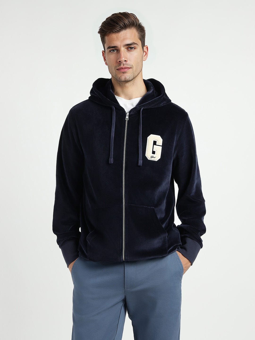 Gant Men Blue Printed Hooded Sweatshirt