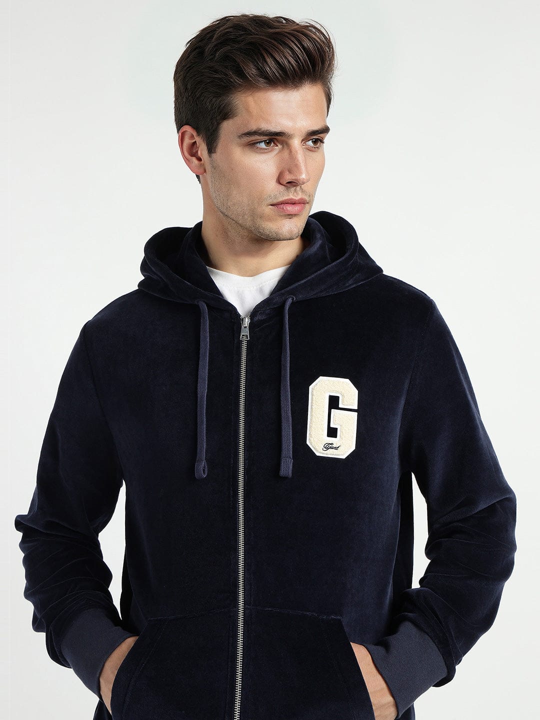 Gant Men Blue Printed Hooded Sweatshirt