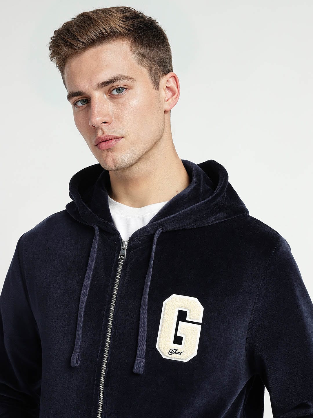 Gant Men Blue Printed Hooded Sweatshirt