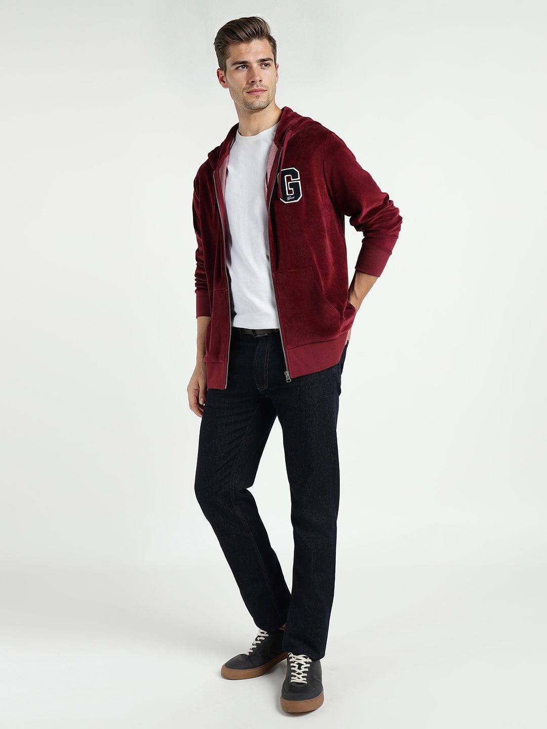 Gant Men Red Printed Hooded Sweatshirt