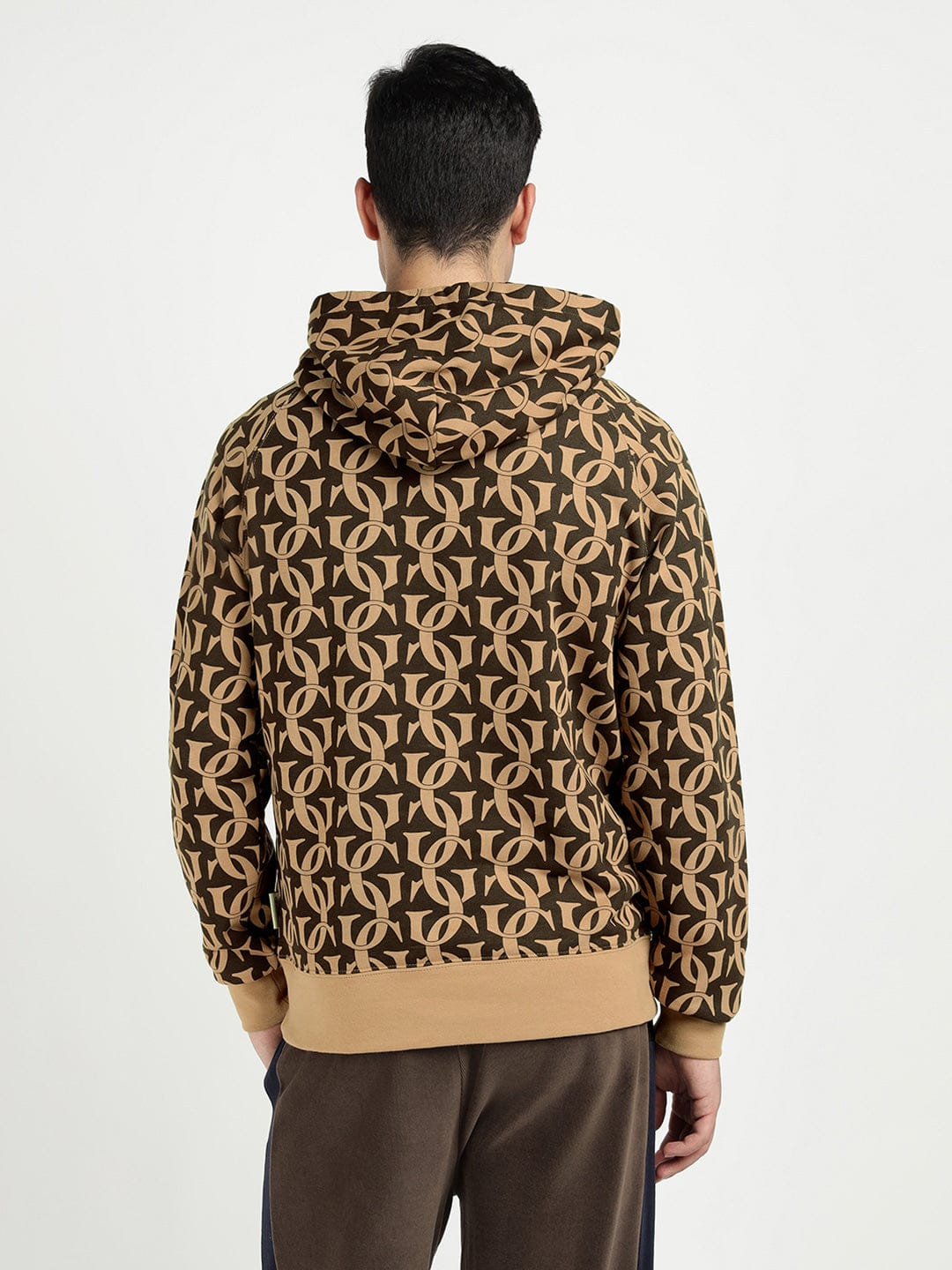 Gant Men Khaki Printed Hooded Sweatshirt