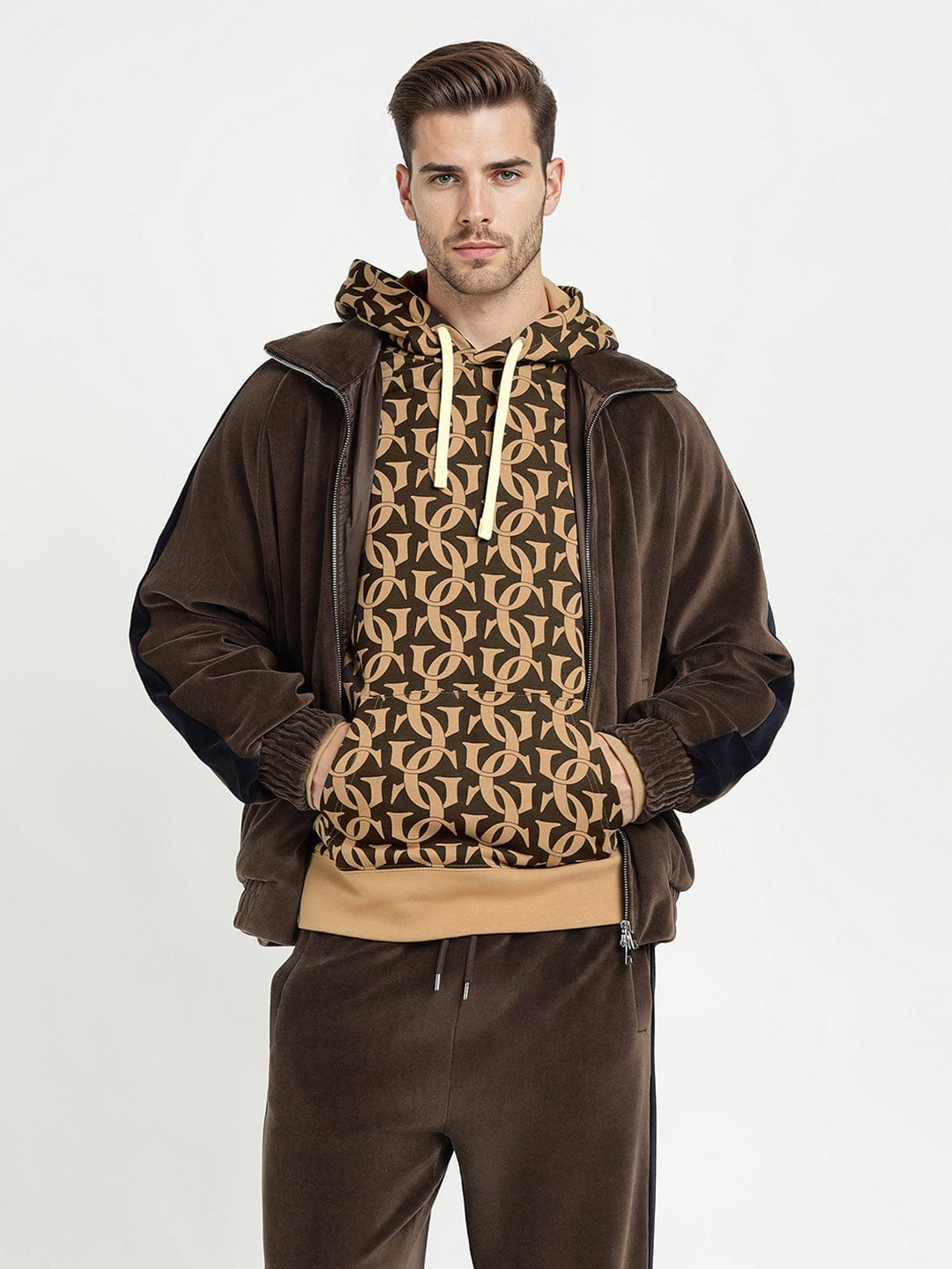 Gant Men Khaki Printed Hooded Sweatshirt