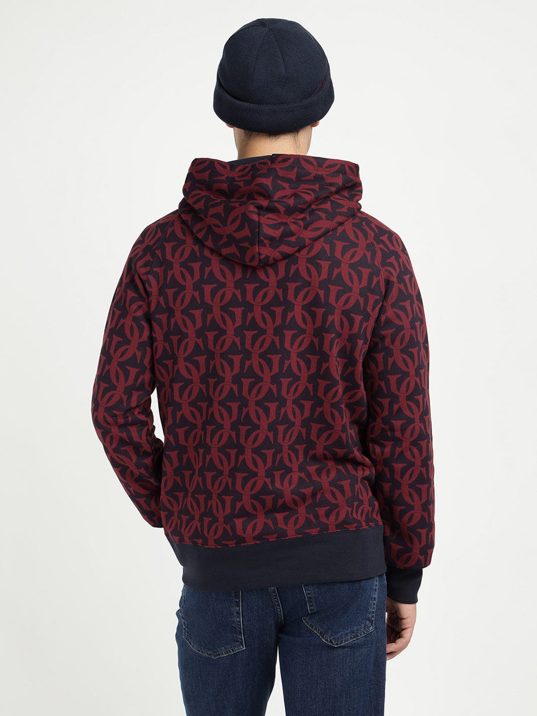 Gant Men Blue Printed Hooded Sweatshirt