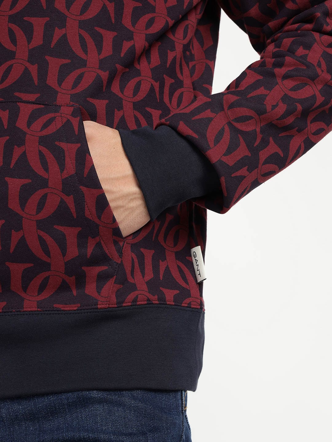 Gant Men Blue Printed Hooded Sweatshirt