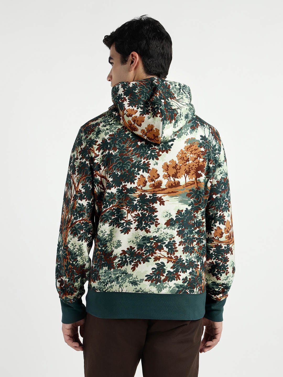 Gant Men Beige/Green Printed Hooded Sweatshirt