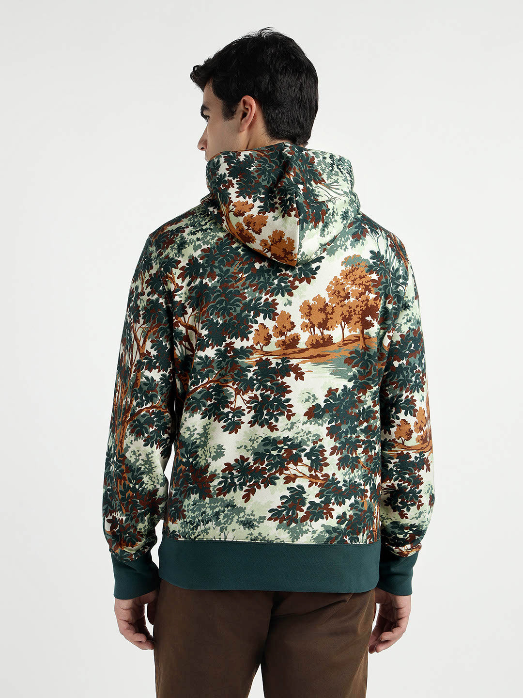 Gant Men Beige/Green Printed Hooded Sweatshirt