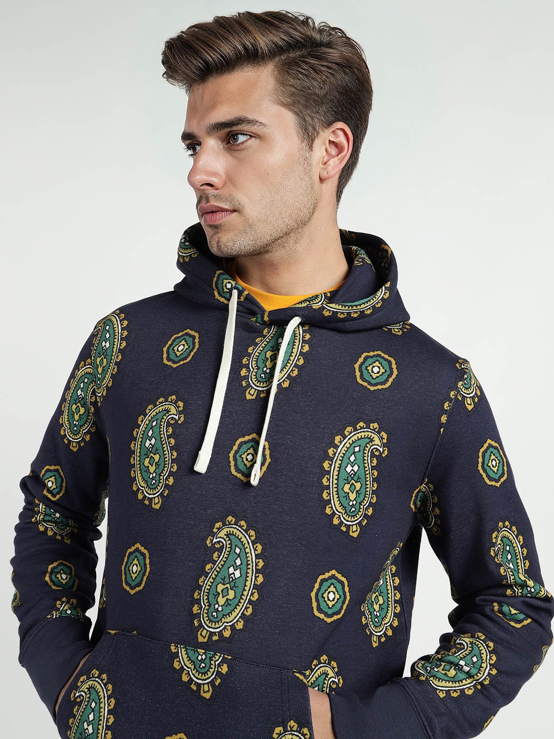 Gant Men Blue Printed Hooded Sweatshirt