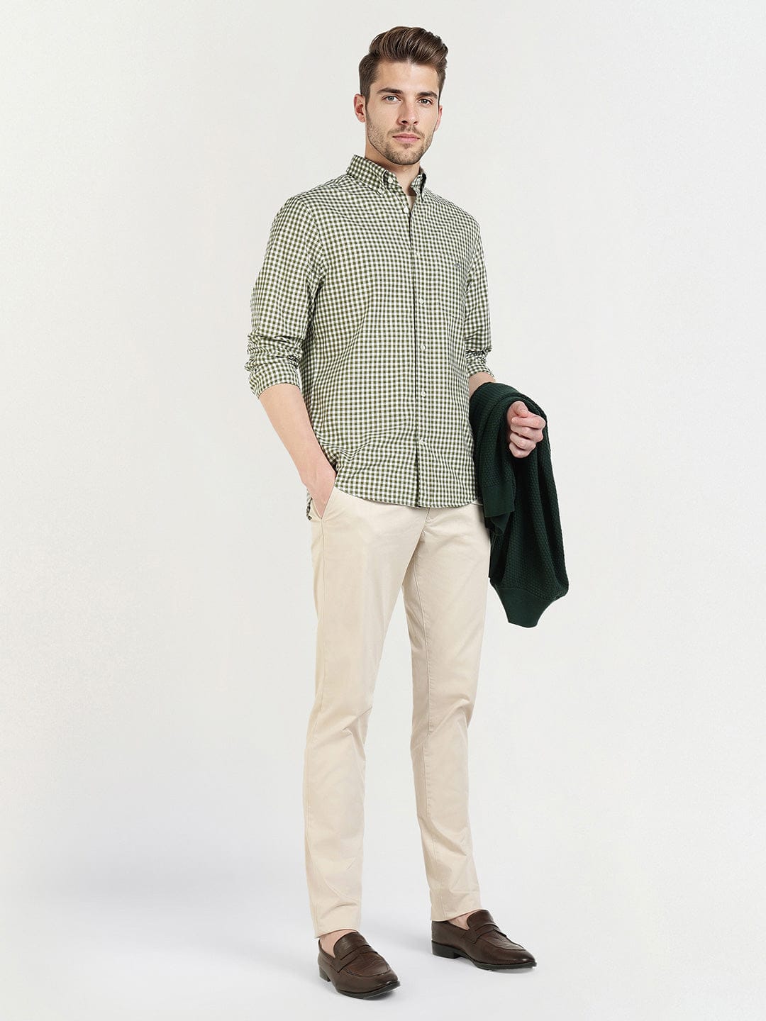 Gant Men Green Checks Collar Shirt