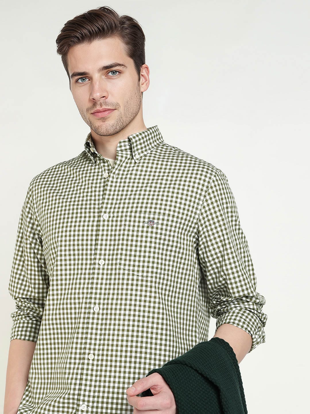 Gant Men Green Checks Collar Shirt