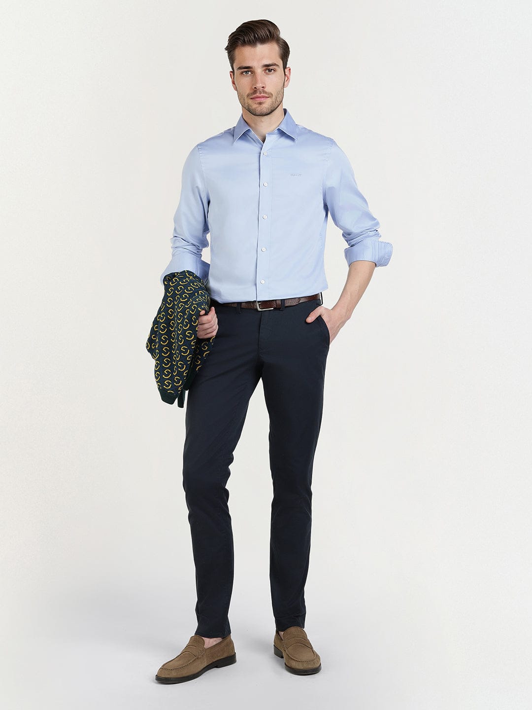 Gant Men Blue Solid Collar Shirt