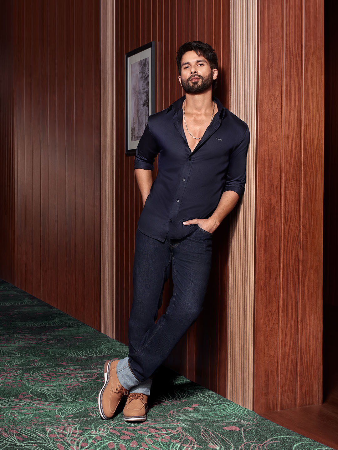 Gant Men Blue Solid Collar Shirt