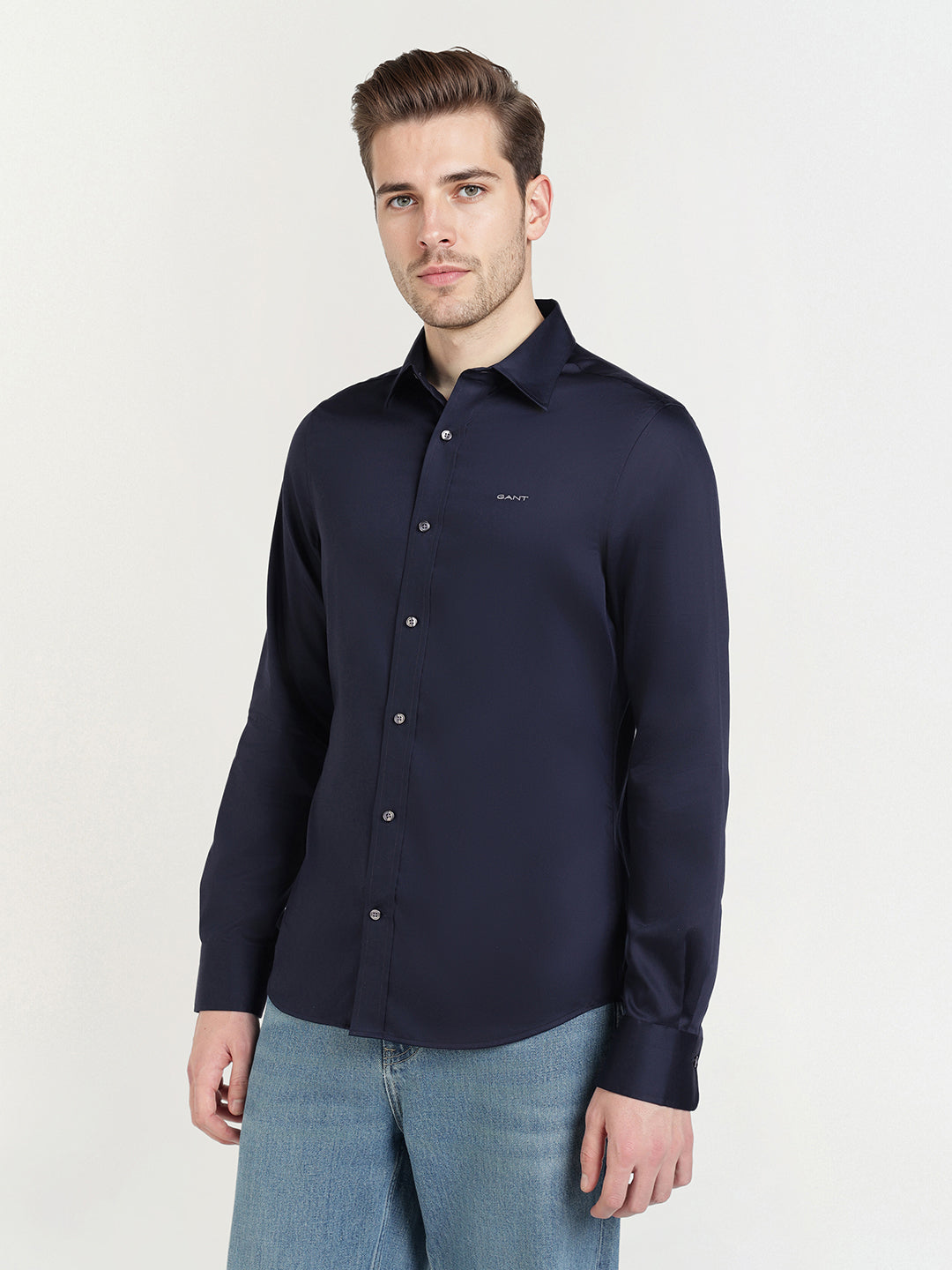 Gant Men Blue Solid Collar Shirt