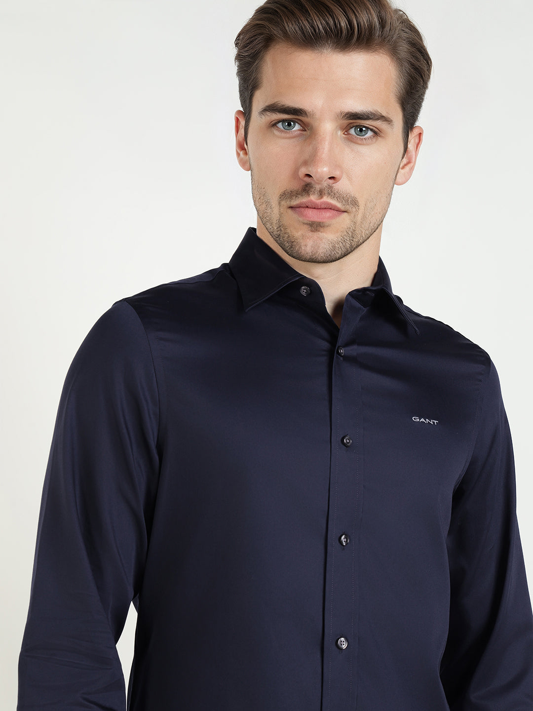Gant Men Blue Solid Collar Shirt