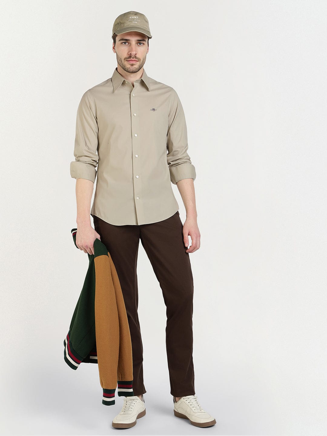 Gant Men Beige Solid Collar Shirt