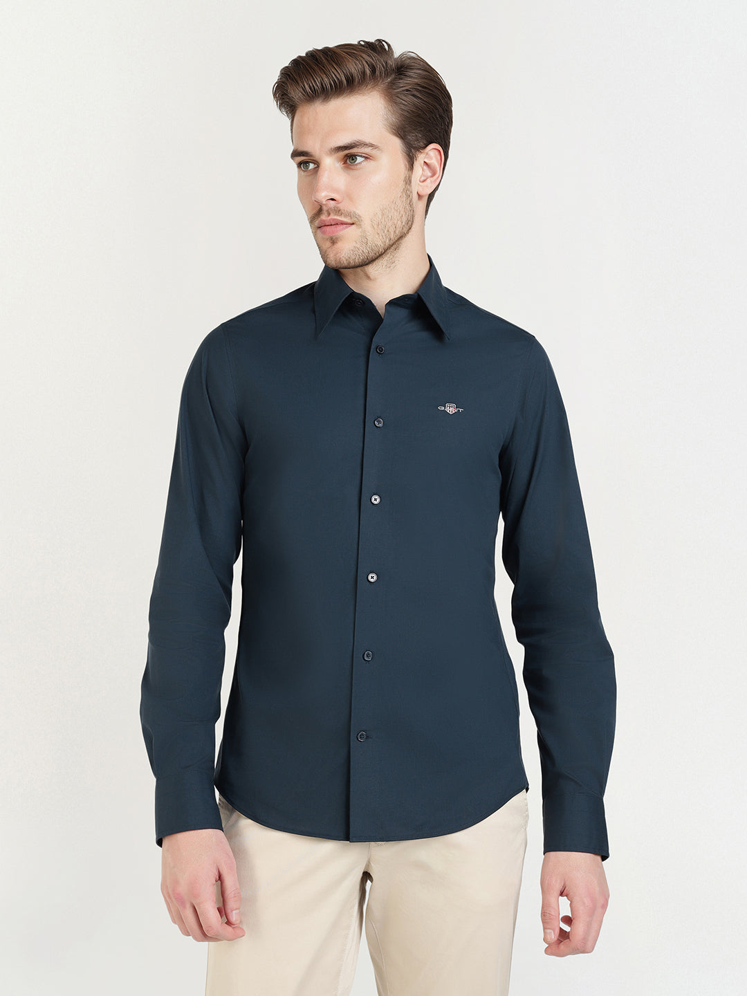 Gant Men Blue Solid Collar Shirt